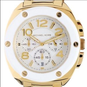 Michael Kors Gold and White Silicone Watch